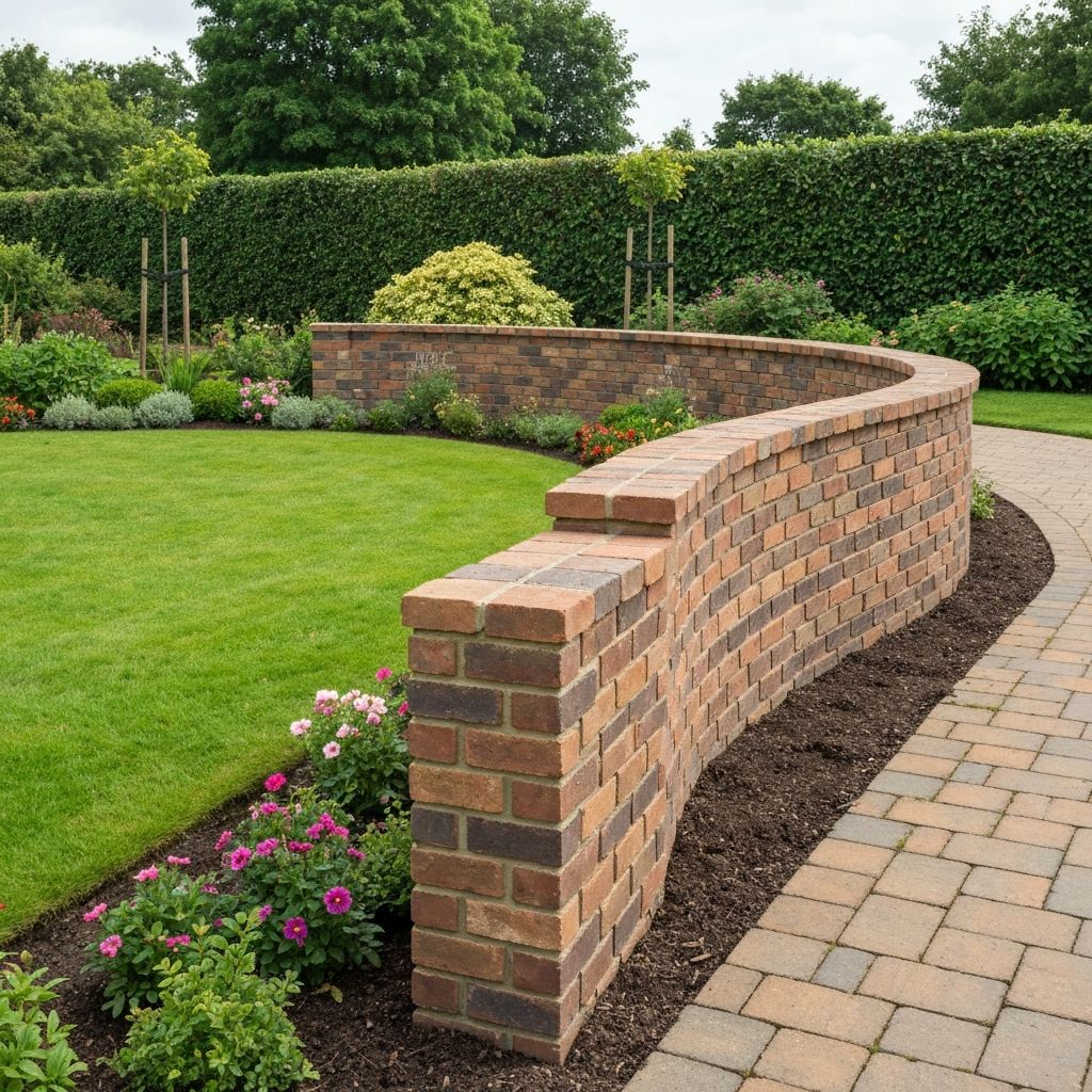 Decorative garden brick wall